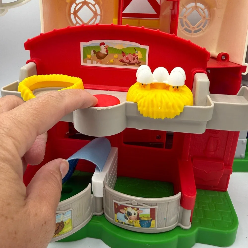 Fisher-Price Little People Caring for Animals Farm Toddler Playset Red White